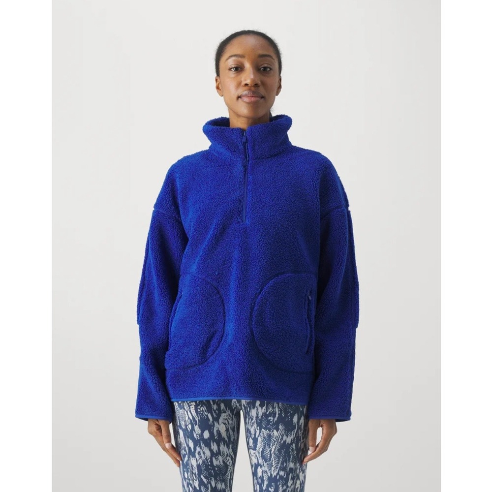 Sweaty Betty EUC Textured Half Zip in Lightning Blue Fleece Pullover Jacket L